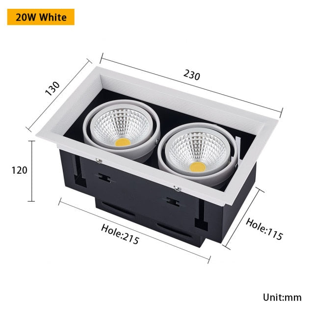 QIUBOSS Dimmable LED Downlights 220V for Living Room Recessed LED Ceiling Spotlights 20W COB Lighting Lights for Kitchen Bedroom