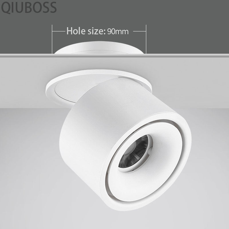 Round Foldable LED Recessed Downlights 5W/7W/9W/12W/15W COB Dimmable LED Ceiling Spotlight Background Lamps for Indoor Lighting