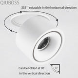 Round Foldable LED Recessed Downlights 5W/7W/9W/12W/15W COB Dimmable LED Ceiling Spotlight Background Lamps for Indoor Lighting