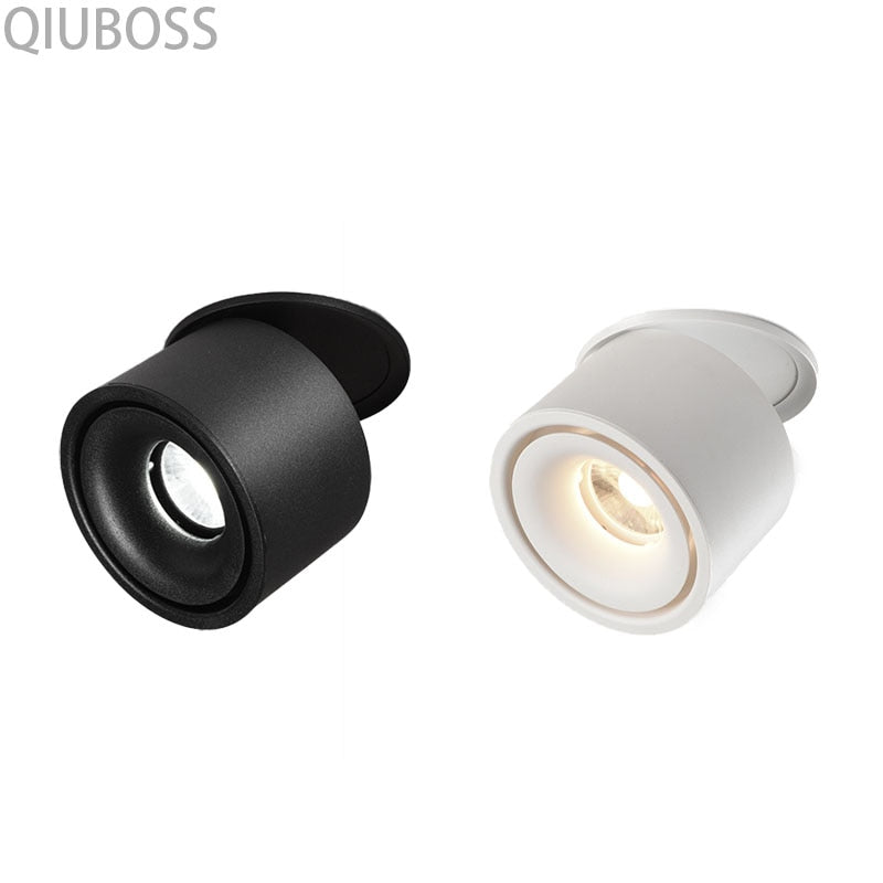 Round Foldable LED Recessed Downlights 5W/7W/9W/12W/15W COB Dimmable LED Ceiling Spotlight Background Lamps for Indoor Lighting