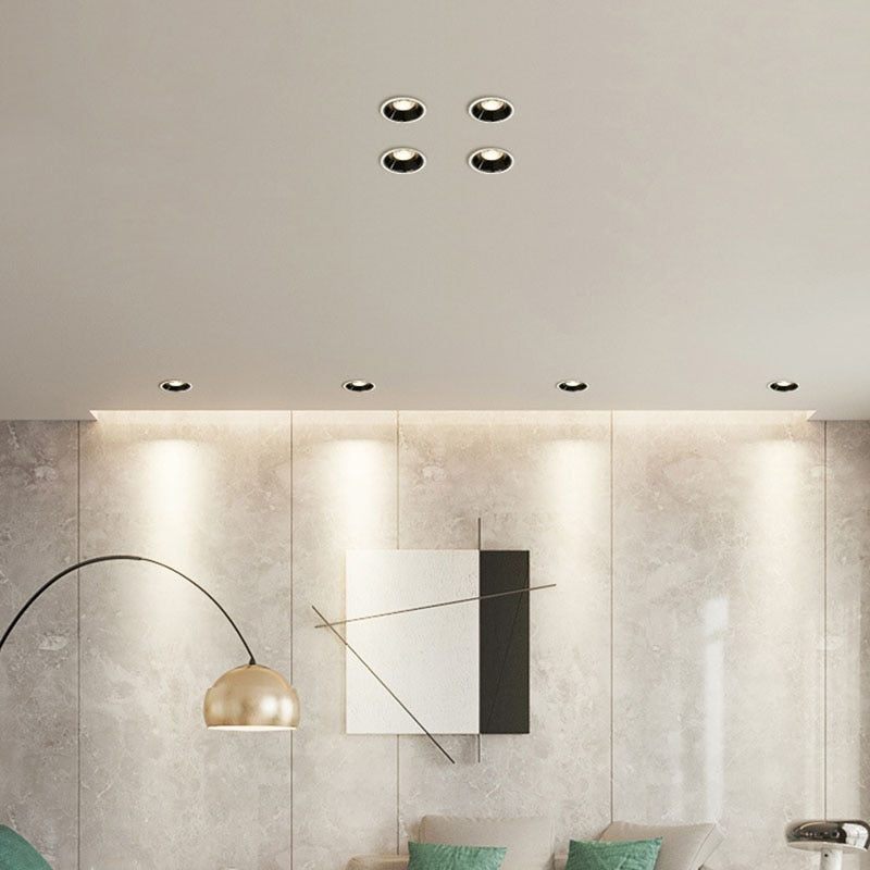 LED Round Recessed Dimmable Downlights 7W/9W/12W/15W COB LED Anti Glare Ceiling Spotlights AC90~260V Background Indoor Lighting