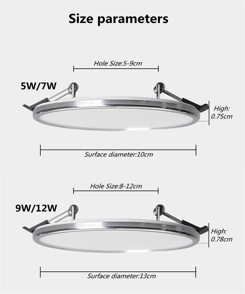 Ultra-thin downlight led recessed thin section 5W 7W 9W 12W 2021 new home decoration living room kitchen ceiling lamp spotlight