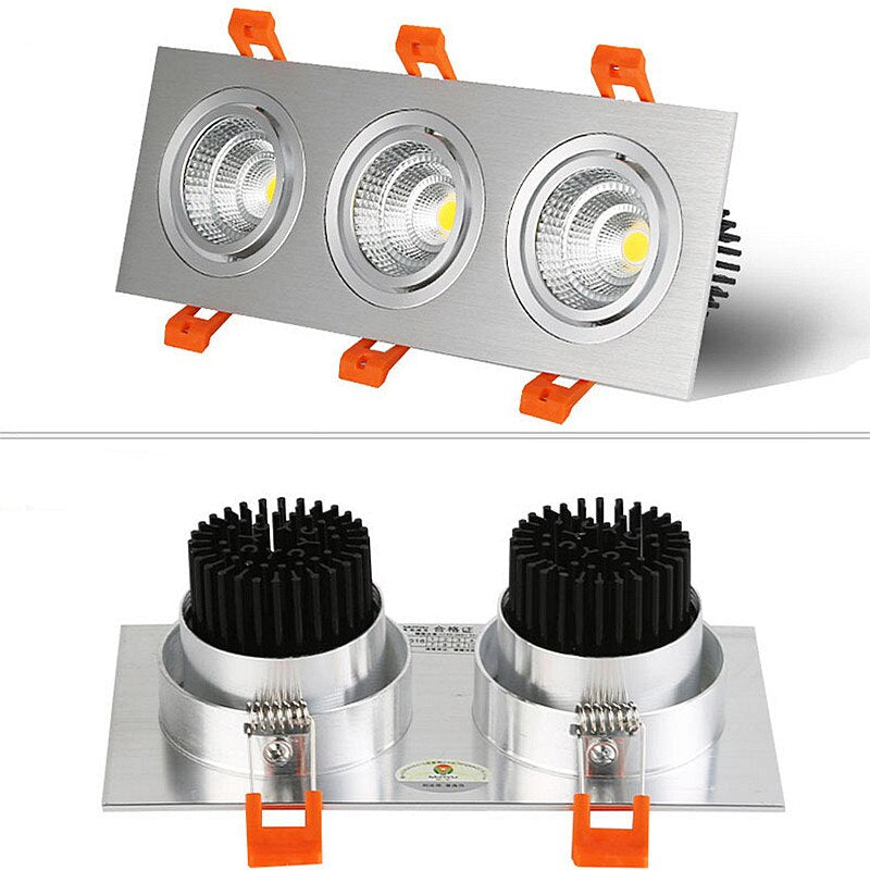 Super Bright LED Recessed Ceiling Lamp Square Downlight COB 7W 12W 24W 36W LED Spot light decoration led light AC 110V 220V