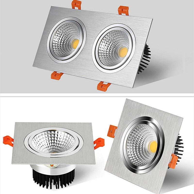 Super Bright LED Recessed Ceiling Lamp Square Downlight COB 7W 12W 24W 36W LED Spot light decoration led light AC 110V 220V