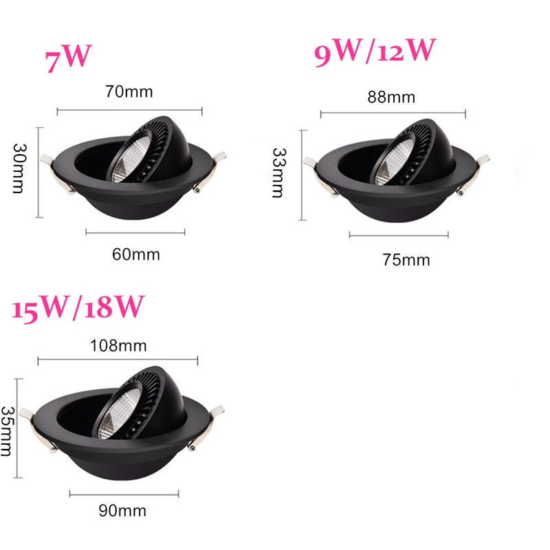 Led downlight spot led Super Bright Recessed LED Dimmable Downlight COB 7W 9W 12W 15W 18W LED Spot light Ceiling Lamp