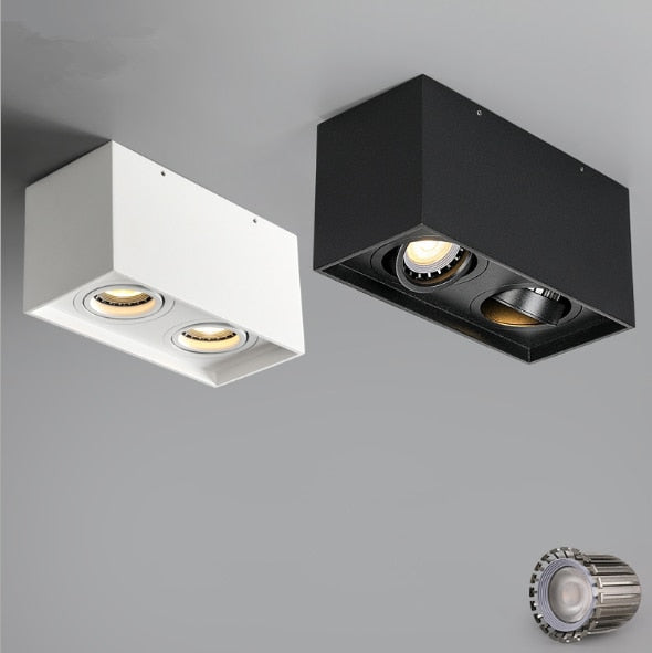 Surface Mounted Ceiling Downlight with 2X5W 2X7W 2X10W  GU10 Bulb Replaceable LED Spot Light AC85-265V Warm/Natural/Cold White