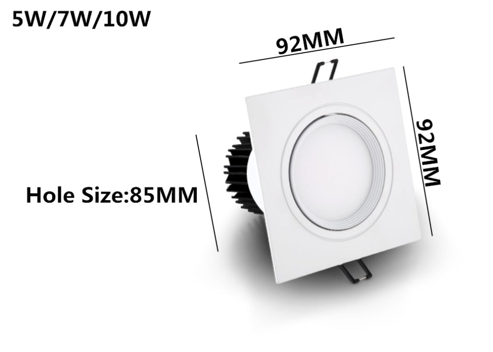 Dimmable Square LED COB Spotlights Ceiling lamp AC85-265V 5W 7W 10W 14W 20W recessed Downlights LED Panel light indoor lighting