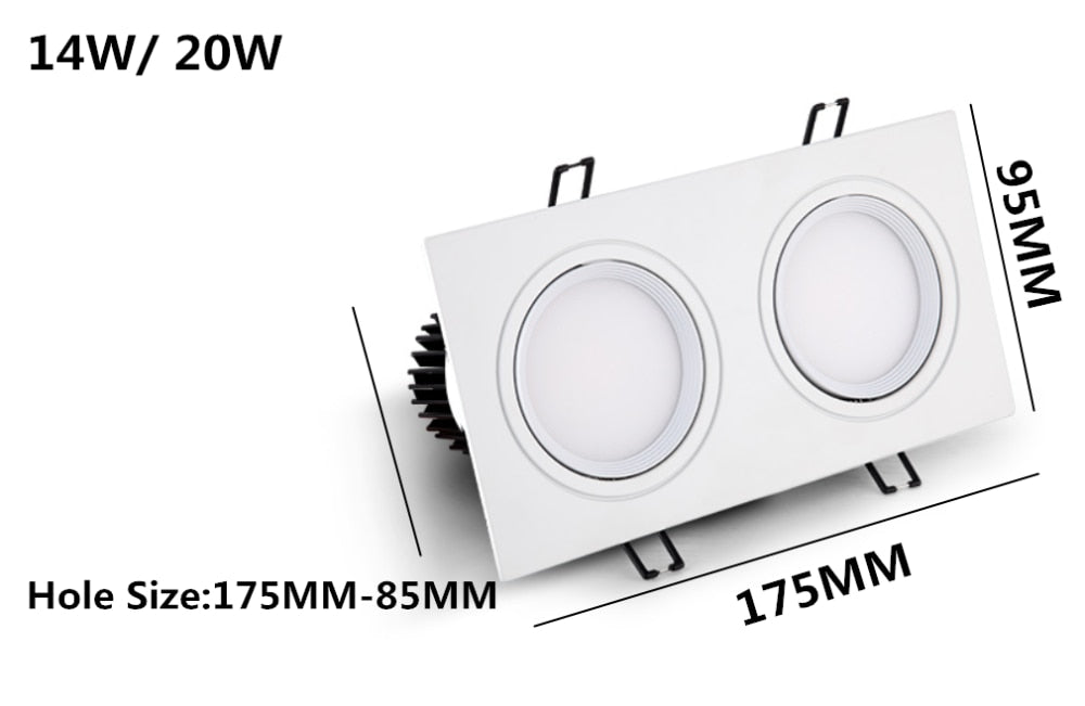 Dimmable Square LED COB Spotlights Ceiling lamp AC85-265V 5W 7W 10W 14W 20W recessed Downlights LED Panel light indoor lighting