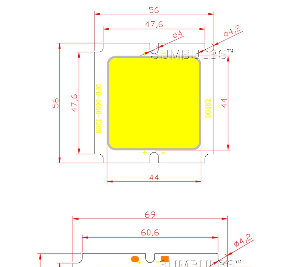 Ultra Bright 20W 30W 56MM 69MM Square LED COB Chip On Board Light Source for Panel Flood Spot Lights Downlight DC 36V 40V
