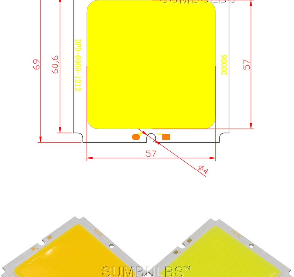 Ultra Bright 20W 30W 56MM 69MM Square LED COB Chip On Board Light Source for Panel Flood Spot Lights Downlight DC 36V 40V