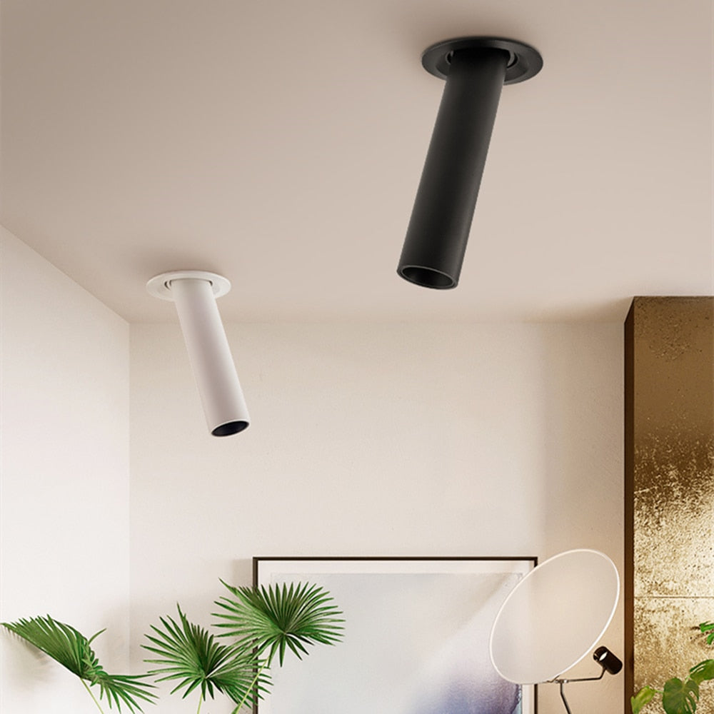 Modern Recessed LED Ceiling Light Long Pipe Tube Angle Adjustable Downlight For Living Room Bedroom Office Spot Lighting Fixture