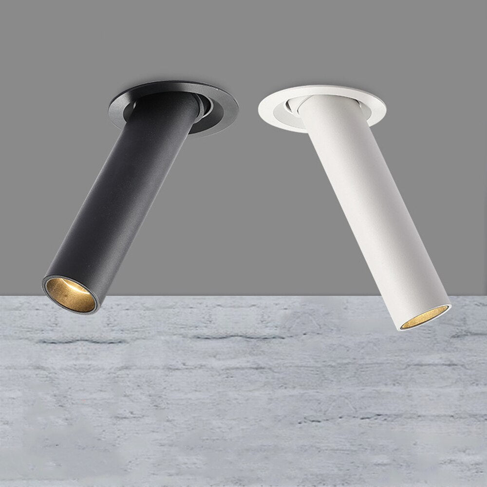 Modern Recessed LED Ceiling Light Long Pipe Tube Angle Adjustable Downlight For Living Room Bedroom Office Spot Lighting Fixture