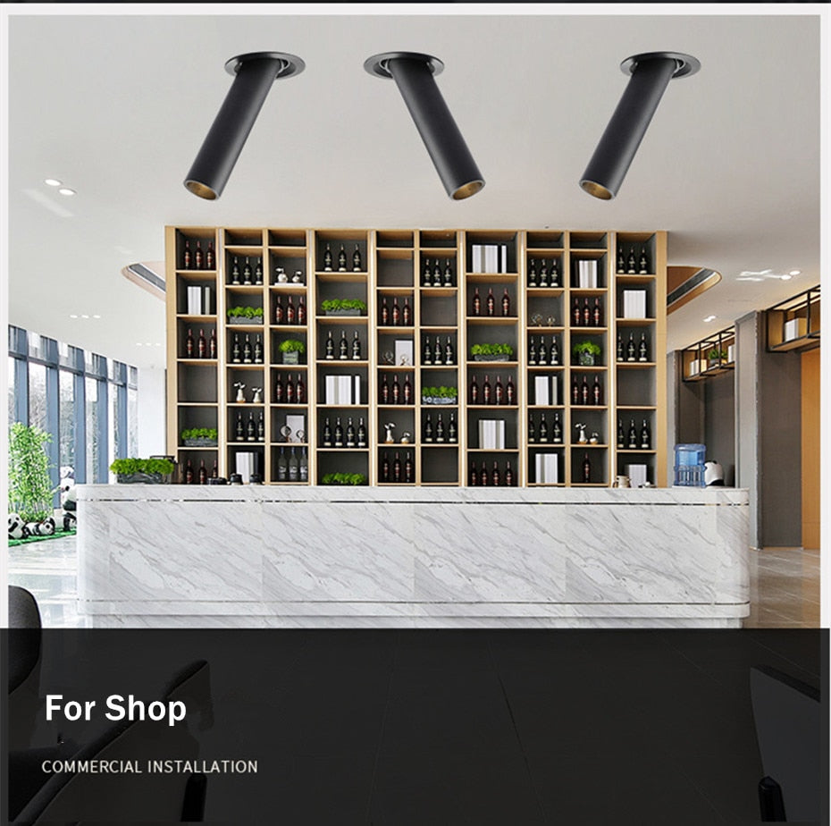 Modern Recessed LED Ceiling Light Long Pipe Tube Angle Adjustable Downlight For Living Room Bedroom Office Spot Lighting Fixture