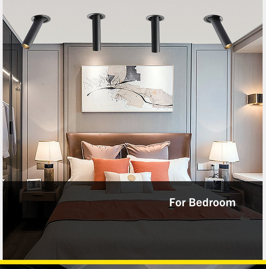 Modern Recessed LED Ceiling Light Long Pipe Tube Angle Adjustable Downlight For Living Room Bedroom Office Spot Lighting Fixture