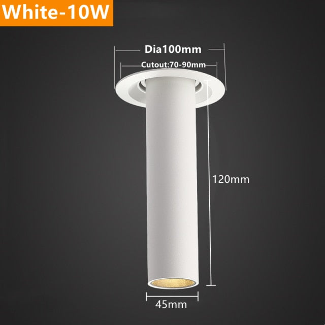 Modern Recessed LED Ceiling Light Long Pipe Tube Angle Adjustable Downlight For Living Room Bedroom Office Spot Lighting Fixture