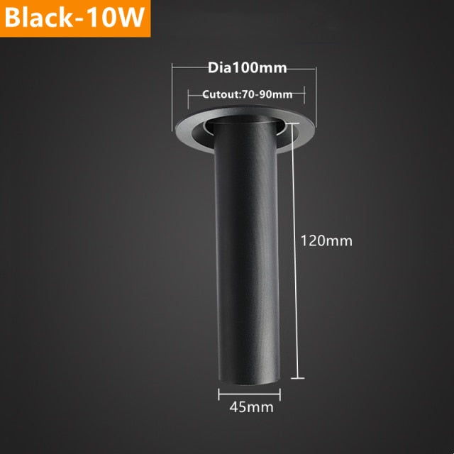 Modern Recessed LED Ceiling Light Long Pipe Tube Angle Adjustable Downlight For Living Room Bedroom Office Spot Lighting Fixture