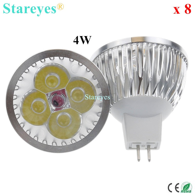8 pcs Dimmable MR16 4W 3W AC&amp;DC12V LED Spotlight lamp Downlight Bulb LED lamp LED Droplight Lighting LED light spot light