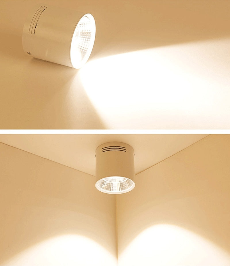 High quality Surface Mounted Dimmable Downlights 5W 7W 9W 12W 15W 18W LED Ceiling lamp COB Ceiling Spot lights ac85-265V LED light