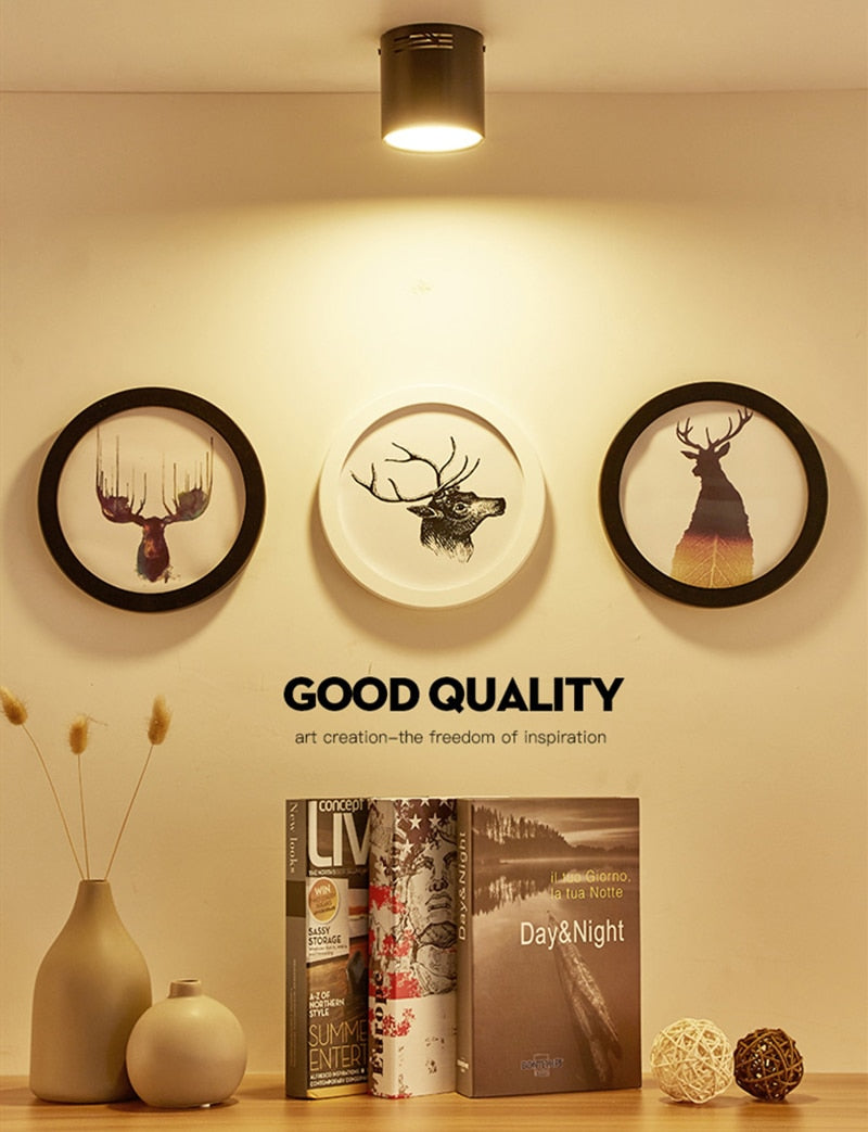 High quality Surface Mounted Dimmable Downlights 5W 7W 9W 12W 15W 18W LED Ceiling lamp COB Ceiling Spot lights ac85-265V LED light