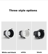 ACETIDE LED Dimmable Cob Spotlight Ceiling Light AC85-265V 7W 10W 12W 15W Aluminum Round Recessed Downlight