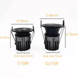 ACETIDE LED Dimmable Cob Spotlight Ceiling Light AC85-265V 7W 10W 12W 15W Aluminum Round Recessed Downlight