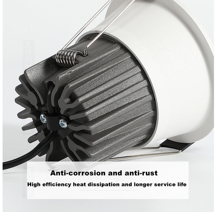 ACETIDE LED Dimmable Cob Spotlight Ceiling Light AC85-265V 7W 10W 12W 15W Aluminum Round Recessed Downlight