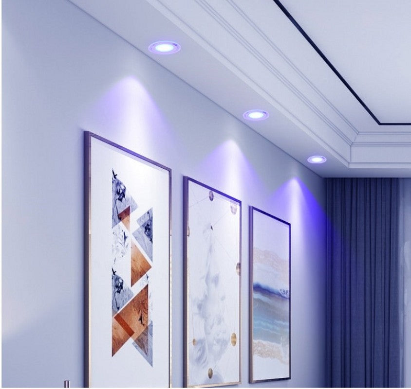 LED Downlight 5W Round LED Ceiling Lamp Panel Lights Ceiling Recessed Lamps Three-color Dimming Colorful Downlight 2 Style