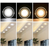 LED Downlight 5W Round LED Ceiling Lamp Panel Lights Ceiling Recessed Lamps Three-color Dimming Colorful Downlight 2 Style