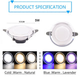 LED Downlight 5W Round LED Ceiling Lamp Panel Lights Ceiling Recessed Lamps Three-color Dimming Colorful Downlight 2 Style