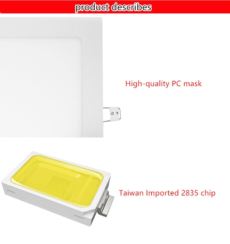 LED Panel Light 3W 4W 6W 9W 12W 15W 18W Round Square LED Spot light AC85~265V ceiling light Indoor Recessed Downlight