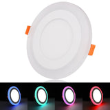 Ultra Slim 6W 9W 16W 24W Round Concealed Dual Color LED Panel Lamp Cool White + Blue/Red/Pink/Green Ceiling Lights Downlight
