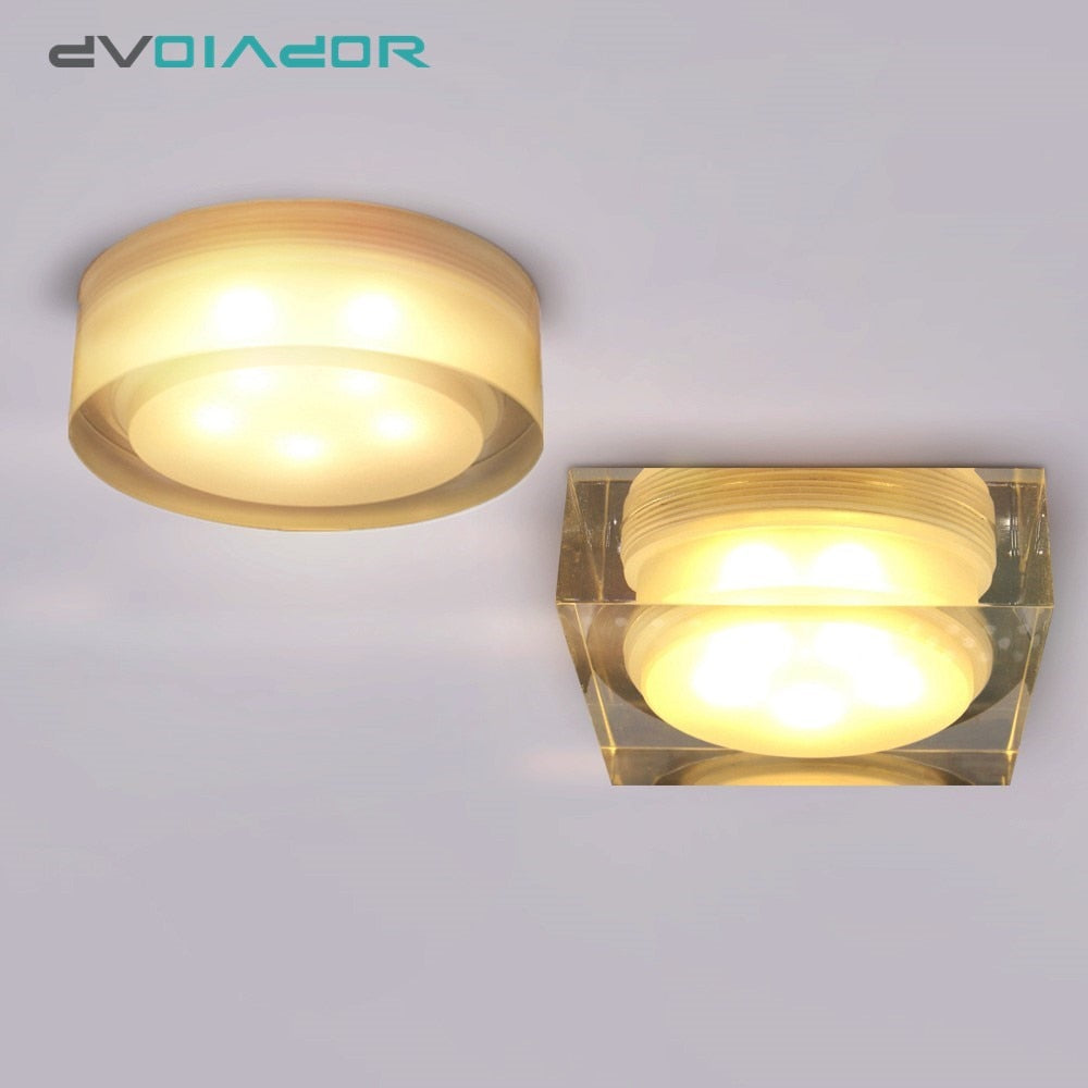 DVOLADOR Round 15W 10W 5W 1W LED Crystal Downlight LED Ceiling Spot Light Warm White/White LED Recessed Lamp for Home Decoration