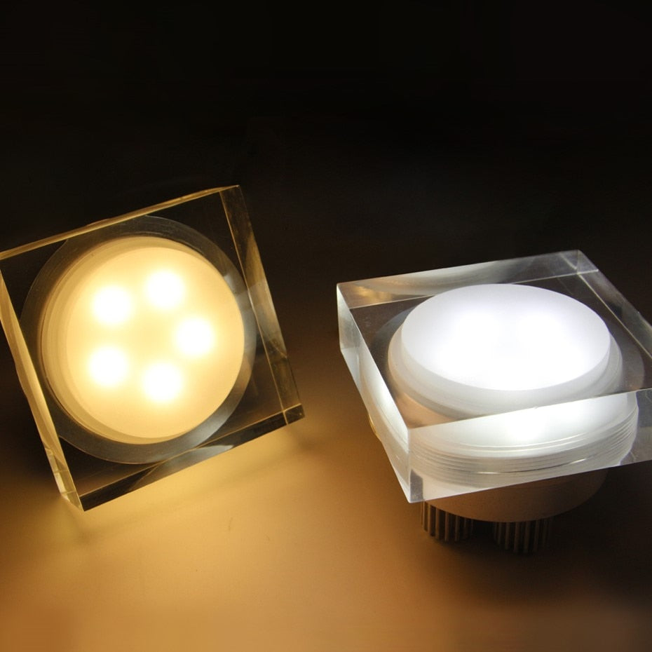 DVOLADOR Round 15W 10W 5W 1W LED Crystal Downlight LED Ceiling Spot Light Warm White/White LED Recessed Lamp for Home Decoration