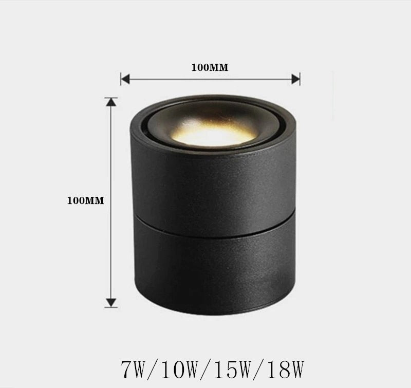 Dimmable led ceiling light 7W/10W/15W/18W LED surface mounted ceiling lamp ,Foldable and 360 degree rotatable led COB spot light