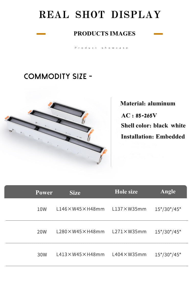 Recessed Square COB Dimmable LED Downlights 10W 20W 30W 40W LED Ceiling Spot Lights AC85V~265V LED Strip Lights Indoor Lighting