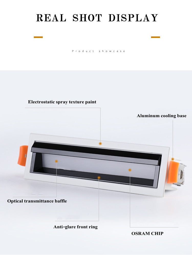 Recessed Square COB Dimmable LED Downlights 10W 20W 30W 40W LED Ceiling Spot Lights AC85V~265V LED Strip Lights Indoor Lighting