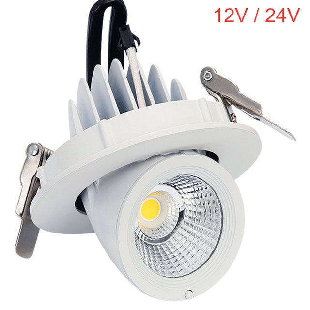 360 Angle Rotatable LED COB AC/DC 12V 24V Recessed Downlight 10W 15W 25W LED Ceiling Spot Light for Bathroom