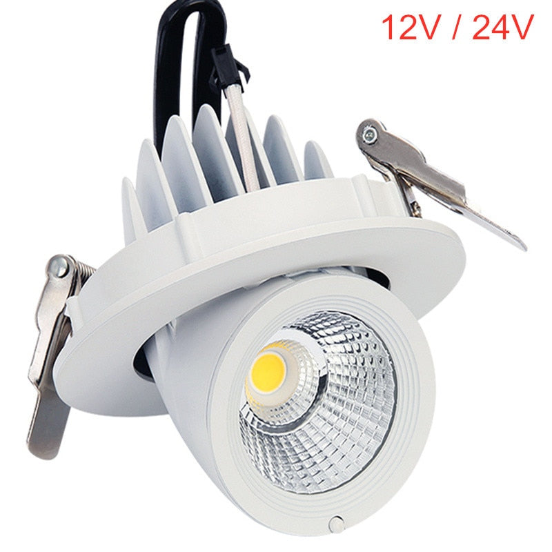360 Angle Rotatable LED COB AC/DC 12V 24V Recessed Downlight 10W 15W 25W LED Ceiling Spot Light for Bathroom