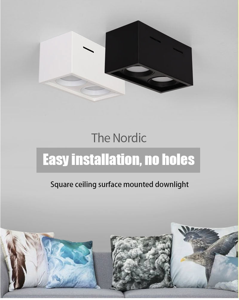 QIUBOSS Dimmable LED Surface Mounted Downlights 220V Led Ceiling Lights 10W 20W Spotlights COB Square Lighting Lamps for Bedroom