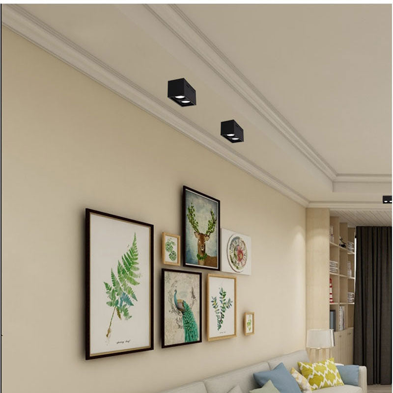 QIUBOSS Dimmable LED Surface Mounted Downlights 220V Led Ceiling Lights 10W 20W Spotlights COB Square Lighting Lamps for Bedroom