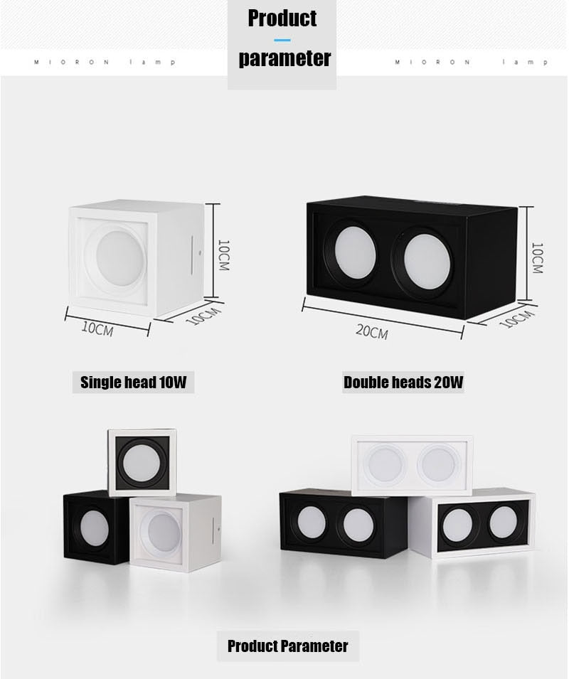 QIUBOSS Dimmable LED Surface Mounted Downlights 220V Led Ceiling Lights 10W 20W Spotlights COB Square Lighting Lamps for Bedroom