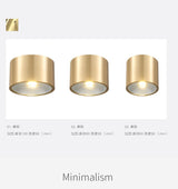 All Copper Nordic Open-hole Free Spotlights Ceiling Lamps Living Room Bedroom Downlights Aisle Gateway Balcony Bathroom Lights