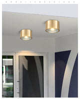 All Copper Nordic Open-hole Free Spotlights Ceiling Lamps Living Room Bedroom Downlights Aisle Gateway Balcony Bathroom Lights