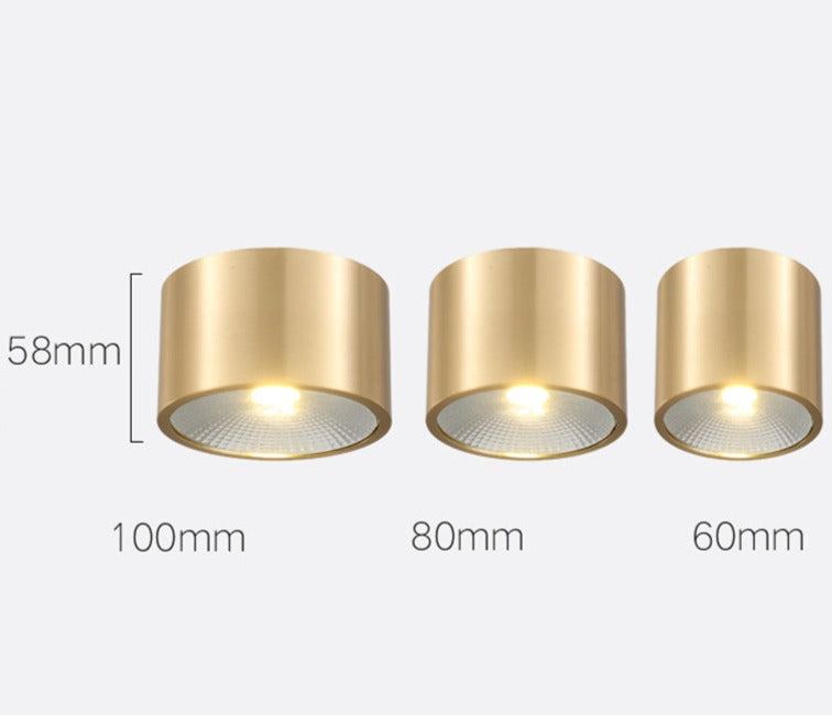 All Copper Nordic Open-hole Free Spotlights Ceiling Lamps Living Room Bedroom Downlights Aisle Gateway Balcony Bathroom Lights