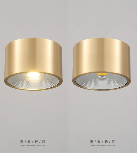 All Copper Nordic Open-hole Free Spotlights Ceiling Lamps Living Room Bedroom Downlights Aisle Gateway Balcony Bathroom Lights