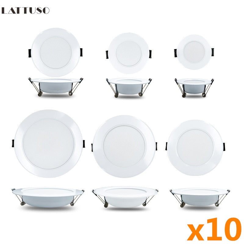 Led Downlights 220V 10pcs/lot Ceiling Light 3W 5W 7W Recessed Down Light Round Panel Light 9W 12W 15W Spotlight Indoor Lighting