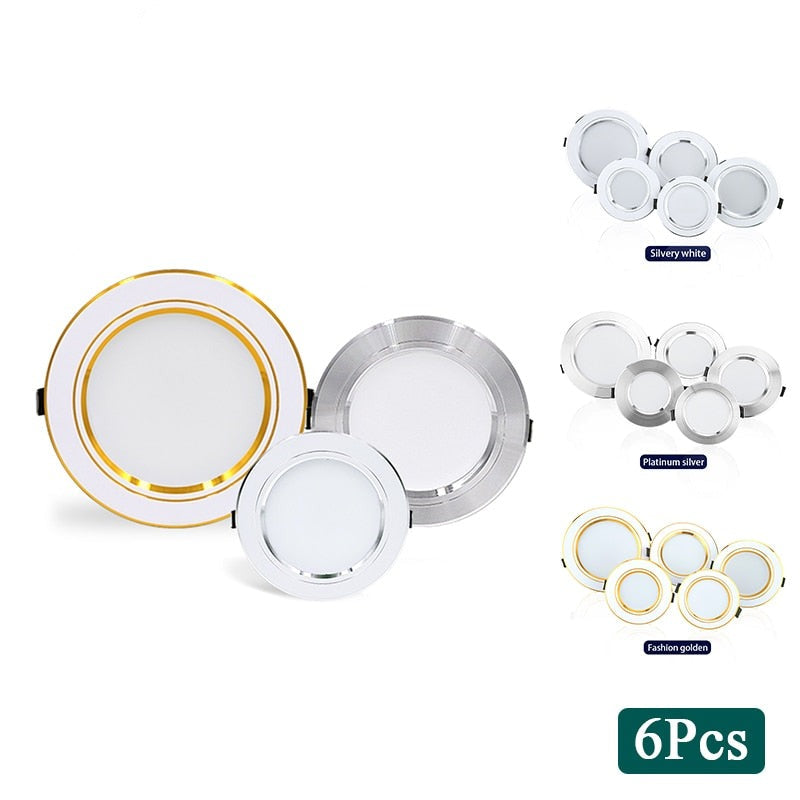 Downlight 5W 9W 6pcs/lot Led Recessed Ceiling Light 12W 15W 18W Round Led Panel Spotlight Indoor Lighting AC 220V 230V 240V