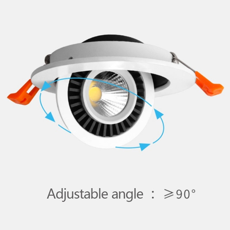 Rotatable Angle LED Recessed Downlight 5W 7W 9W 15W 85-265V LED Ceiling Spot Light 3000K/4000K/6000K Black/White Housing Light