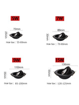 Rotatable Angle LED Recessed Downlight 5W 7W 9W 15W 85-265V LED Ceiling Spot Light 3000K/4000K/6000K Black/White Housing Light