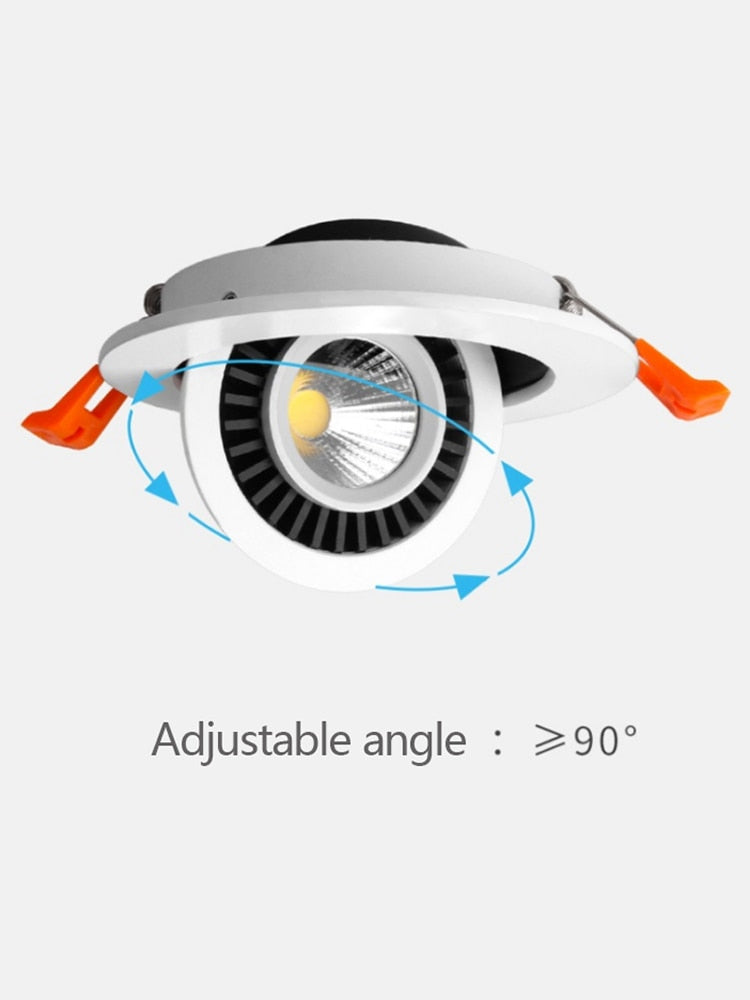 Rotatable Angle LED Recessed Downlight 5W 7W 9W 15W 85-265V LED Ceiling Spot Light 3000K/4000K/6000K Black/White Housing Light